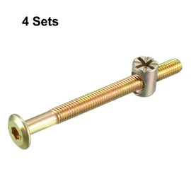 uxcell M6x70mm Furniture Bolt Nut Set Hex Socket Screw 50mm Thread Length with Barrel Nuts for Beds Headboards Chairs 4 Sets
