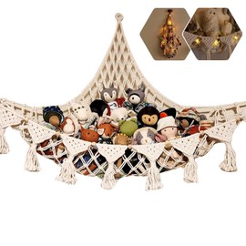 YJWZWE Stuffed Animals Toy Storage Hammock Wall Hanging Net Corner Hanging Organizer Bedroom Plush Toy Holder for Room Decor 47.2 Inch