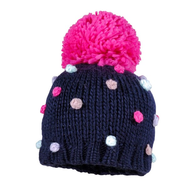 maximo Baby Girl with Nubs and Pompom Hat, Multicoloured (Navy/Dark