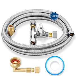 Kit de instalación de lavaplatos – Kit de manguera trenzada de acero inoxidable de 10 pies, línea de agua de tubo interior PEX de grado alimenticio co