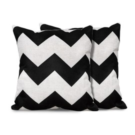 Andiker Black White Decorative Pillow Covers 2 Packs, 18x18 Inch Waterproof Linen Cushion Covers with Invisible Zipper, Durable Geometric Square Pillowcases for Living Room Sofa Bedroom