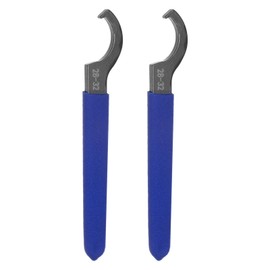 HARFINGTON 2 Pcs C Hook Spanner Wrench 28-32 Nut Shock Wrench Steel Chuck Nut with Blue Non-Slip Handle for Lathe Clamping
