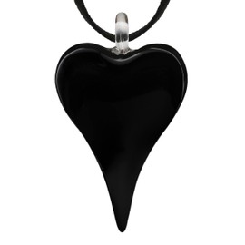 CHUVORA Glass Heart Necklace for Women - Mosaic Glass Heart Pendant Necklace - Large Puffy Chunky Heart Necklace - Purple Green Black Red Heart Necklace