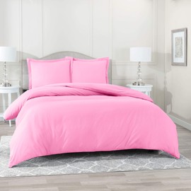 Nestl Light Pink Duvet Cover Full Size - Soft Full Size Duvet Cover Set, 3 Piece Double Brushed Duvet Cover with Button Closure, 1 Full Duvet Cover 80x90 inches and 2 Pillow Shams