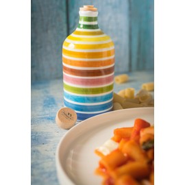 Antico Frantoio Muraglia | Premium Italian Extra Virgin Olive Oil | First Cold Pressed Gourmet EVOO | RAINBOW Arcobaleno Collectible Handmade Ceramic Bottle | 16.9 Fl.oz (500 ml)