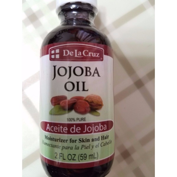 De La Cruz Jojoba Oil 100 % Pure Moisturizer for Skin and Hair 2 fl oz Made USA