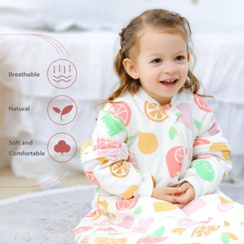 MIKAFEN Baby Sleeping Bag Long Sleeves winter 3.5Tog 100% Organic Cotton Sleeping Bag (32-36in/14-24 Months)