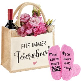 YYSWSAKY Retirement Gift Woman Included Socks Funny Jute Bag Retirement Gift for Women Pensioner Gift Woman Forever Evening