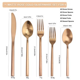 20 Piece Silverware Set for 4,Stainless Steel Flatware Set,Tableware Cutlery Set for Home and Restaurant Include Forks Knives Spoons,Mirror Finish,Dishwasher Safe (Rose Gold)