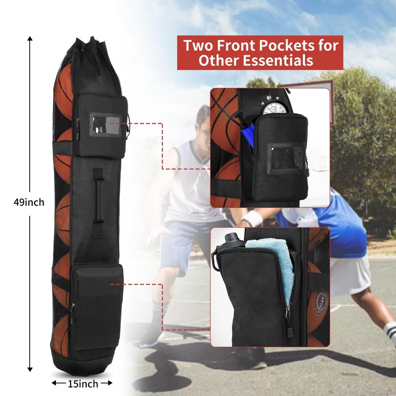 Basketball Bag for Team Balls, Heavy Duty Basketball Coashes Bag