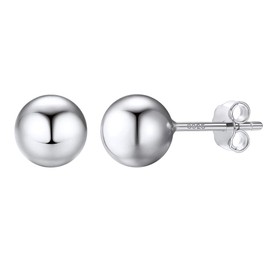 925 Sterling Silver Ball Stud Earrings Second Hole Earrings 7mm Sphere Second Ear Piercings Men Women Jewelry Gift