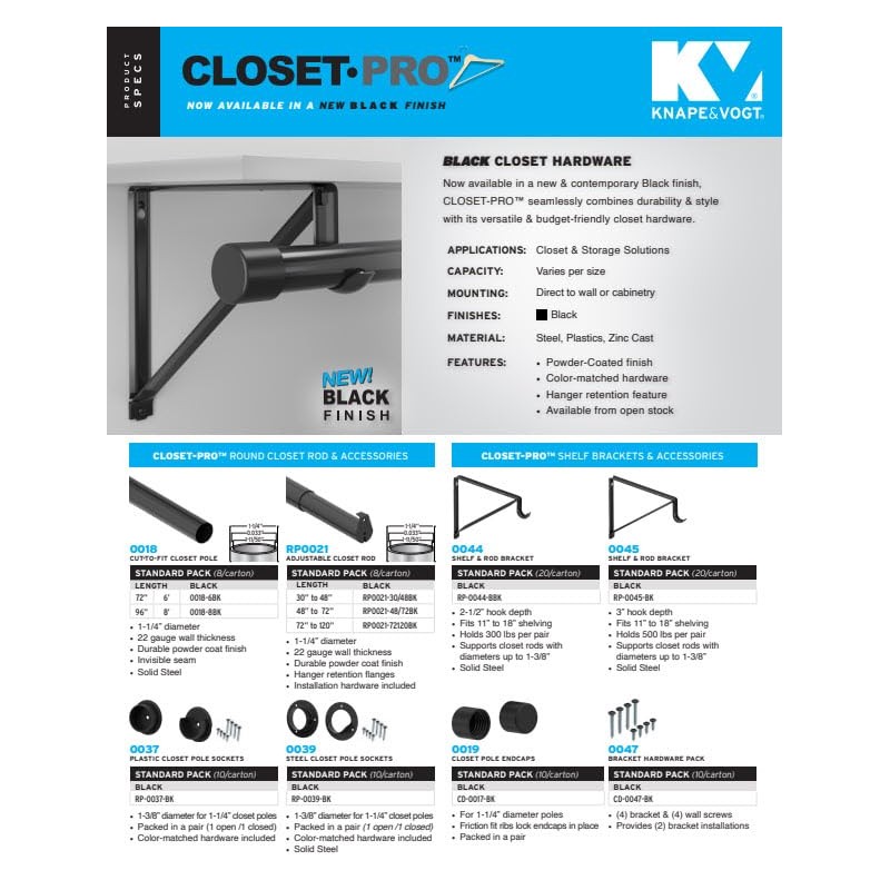 Closet Pro CD-0024-18/30WT Heavy Duty Adjustable Rod, 18 by 30-Inch,