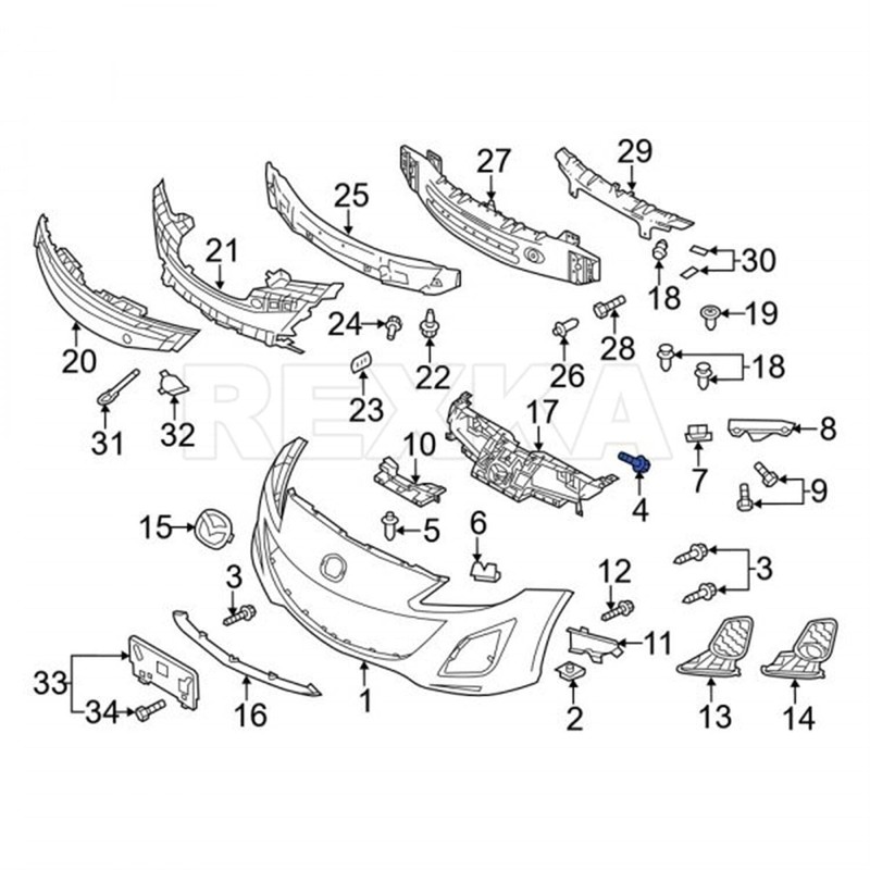 Rexka 15 Sets Fender Liner Bumper Cover Splash Shield Screw