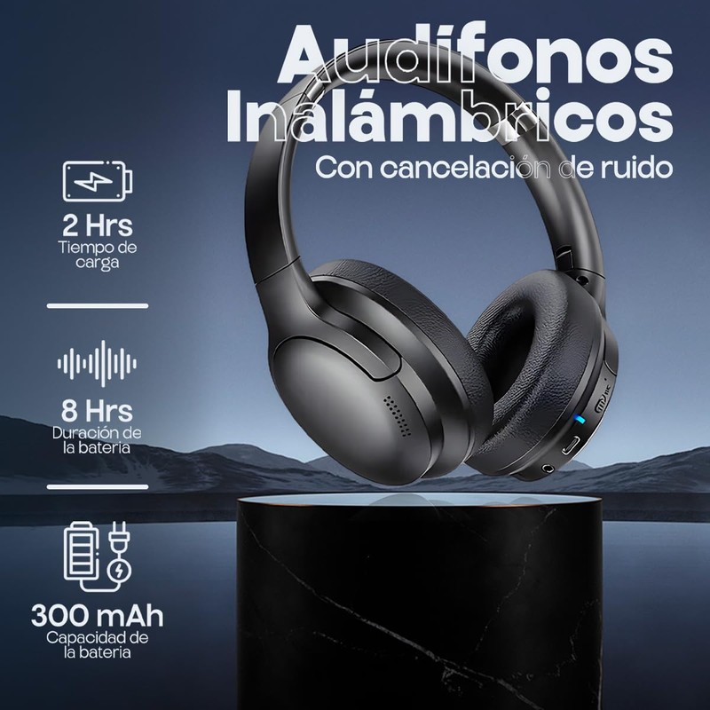 ROMBICA Audífonos inalámbricos on-Ear M11 ANC con cancelacion de Ruido