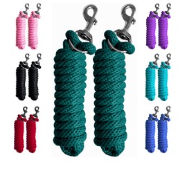 Majestic Ally Pack of 2 Solid Poly Lead Rope for Horses & Livestock – 10 Foot Long and 5/8 inch Thick - Replaceable Heavy-Duty Bolt Snap – Handmade – Soft, Broken in Feel (Hunter Green)