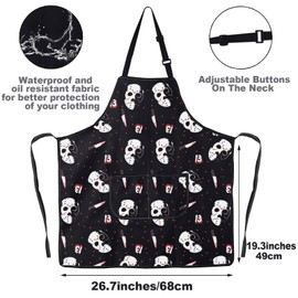 MYSOMY Horror Movie Kitchen Apron Horror Movie Hockey Mask Gifts Camp Crystal Lake Merch Horror Movie Kitchen Gifts (13Mask UK)