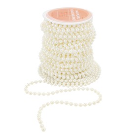 Crafts Faux White Pearl Beads Garland - 6mm 32 Yds/100 Ft White Pearl Strands Spool Pearl String Bead Roll for DIY Wedding Party Christmas Tree Decoration (Creamy White)