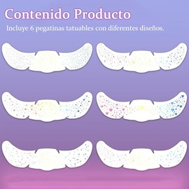 Glitter Pecas Cara Tatuaje, 6 Diferentes Tatuaje Temporal de Pecas con Brillo Dorado a Prueba de Agua, Perfecto para Maquillaje diario, Festivales y F