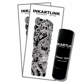 Ink Art Link 잉크아트링크 세미 퍼머넌트 타투 풀 암 지속 7-15일 전송 파티 슬리브 2종 웨이브 방지 쌍 오션 라지 [Lion Jesus] InkArtLink Semi-Permanent Tattoo Full Arm Lasting 7-15 Days Transfer Party Sleeve 2 Types Wave Prevention Pair Ocean Large [Lion Jesus]