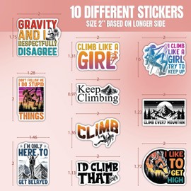 (10pcs) Climbing Sticker Pack, Sports Motivational Vinyl Decals for Rock Climbers, Boulderers, Outdoor Adventurers, Waterproof, UV-Resistant, for Laptop, Water Bottle, Journal, Helmet, Notebook