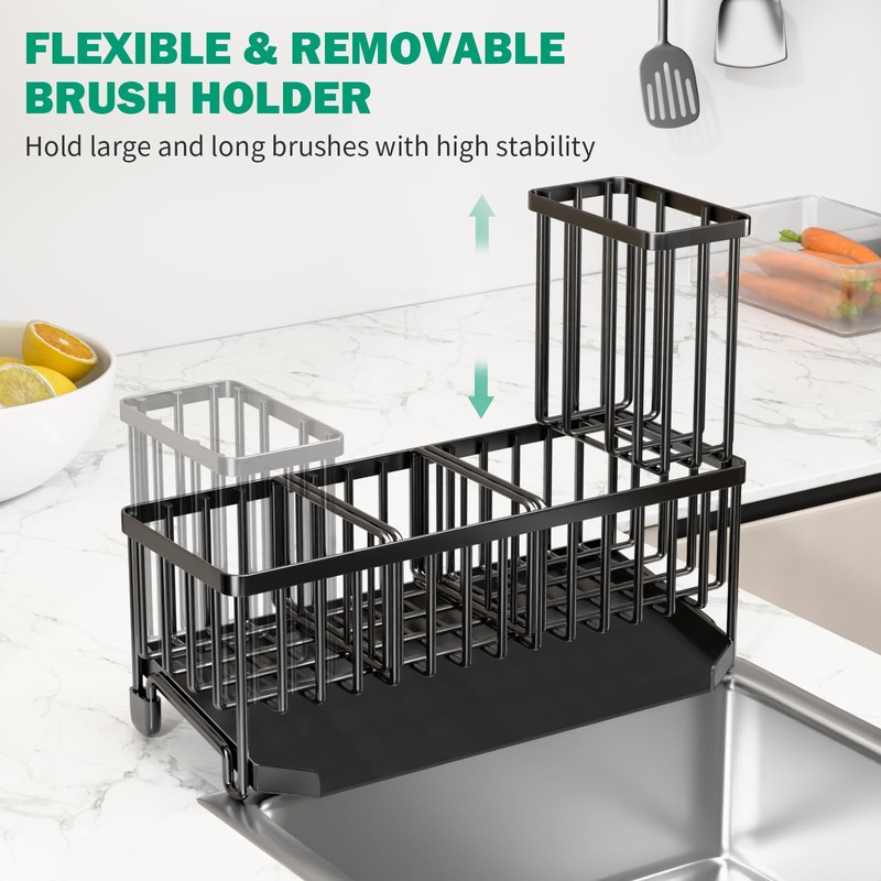 TomCare Extra Large 11'' Sink Caddy With Drain Tray Non-slip