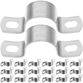 SEWACC 20pcs Stainless Steel Bracket Pipe Clamps Durable Rigid Pipe Strap for Plumbing Petrochemical and Power Supply Applications High Strength Hose Connection