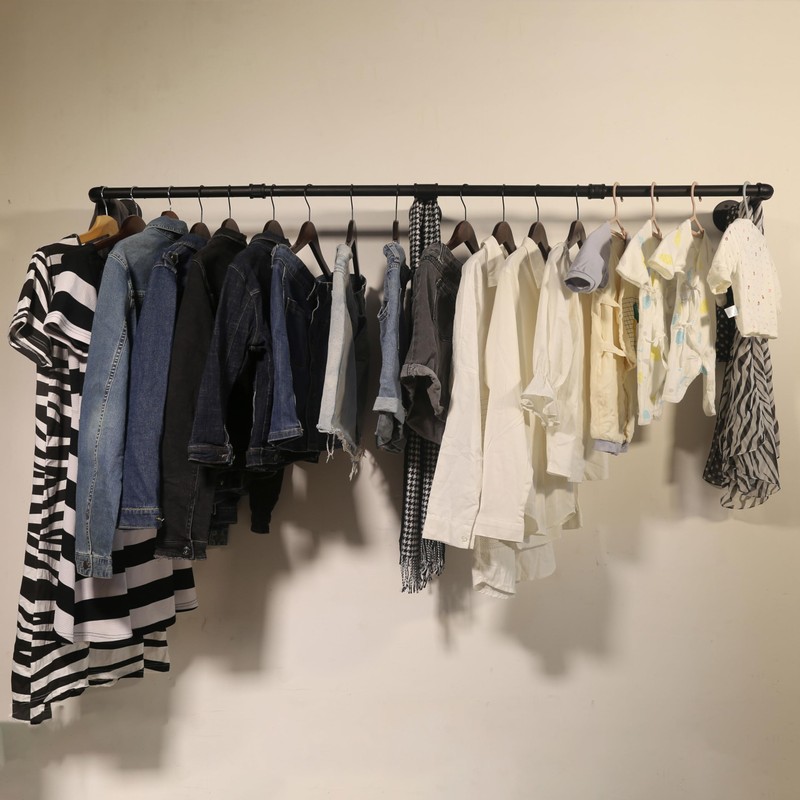 WEBI Clothing Rack Wall Mount,65" Industrial Pipe Clothes Rack for