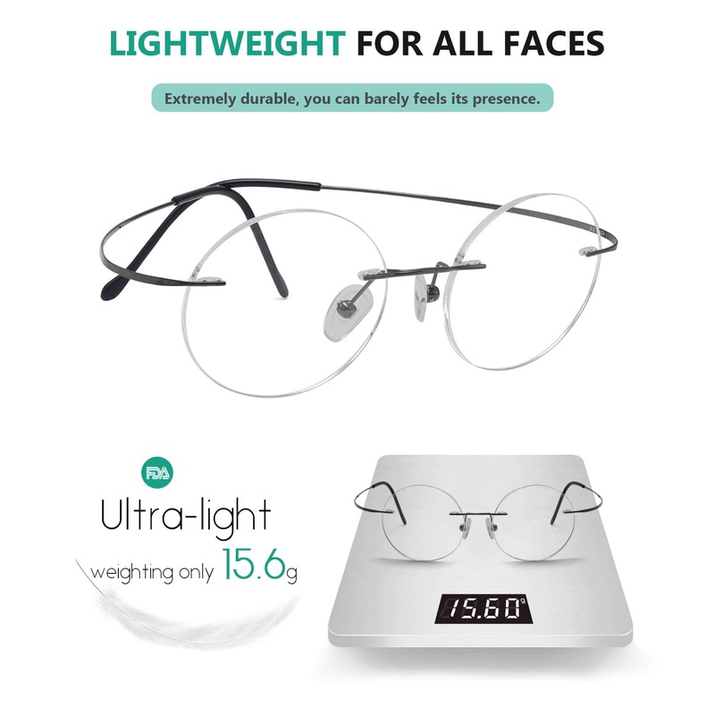Eyekepper - Gafas de lectura de titanio sin montura (+2,25,