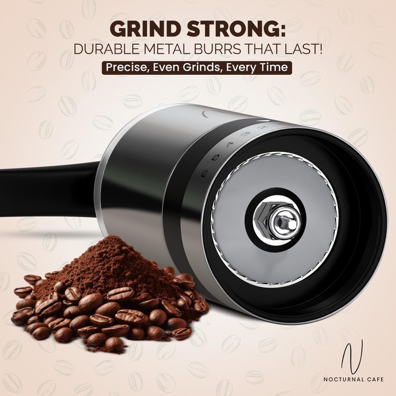 Nocturnal Cafe Manual Coffee Grinder - Conical Burr Grinder, Espresso