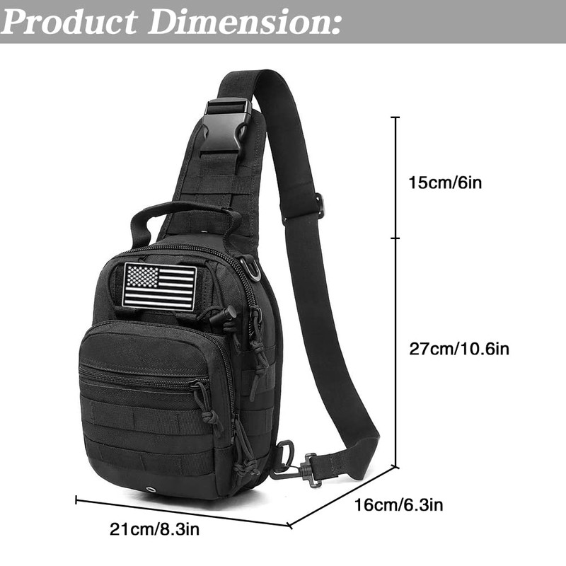 LIMHOO Tactical Sling Bag Backpack Shoulder Bag no USA Flag