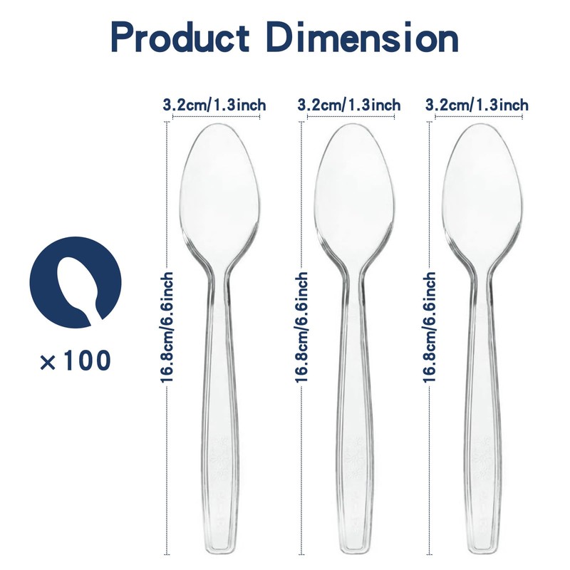 100 Pcs Clear Plastic Silverware Extra Heavy Duty, 100 Count