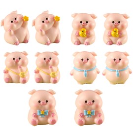 XZSomaloy 10Pcs Unique Resinous Cute Pigs Fashionable Vivid Mini Garden Miniature Figurines Car Decorations Figure Animal Set for Home Desk Party Decorations