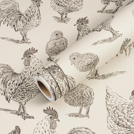Livelynine Livelynine Chicken Wallpaper Stick and Peel Vintage Farmhouse Chicken Rooster Wall Paper for Kitchen Waterproof Removable Chicken Coop Contact Paper Self Adhesive Vinyl 17.5x78.8 Beige Shabby Chic