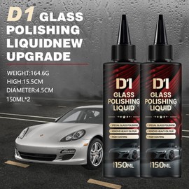 Bianca Glass Polishing Liquid D1, Bomini Car Glass Polishing Compound, Car Compound Windshield Oil Film Remover for Anti-Fog Hydrophobic Coating Spray,Removes Swirls,Scratches,Wiper Marks (2PCS)