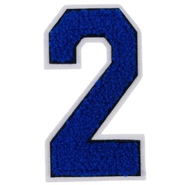 1 PCS 4.0" Blue Chenille Number Patch, Iron on Patches for Hats Clothes Bags Backpacks Jeans Jackets, Pair with Initial Patches Large Varsity Letter. (Blue 2)