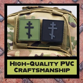 Black [Fixed] Tactical Orthodox Cross Eastern Christian Tactical PVC Patch Compatible with Velcro for Hats, Molle Accessories Military Patches, Backpack Patches