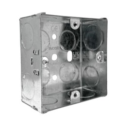 Evoges Single Metal Back Box, 35mm, 1 Gang, 1.0mm Thickness for Electrical Sockets Switches, BS4662 Standard, 20mm & 25mm Knockouts, Adjustable Lug, Brass Terminal (1)