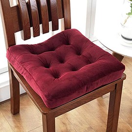 vctops Velvet Solid Chair Pad Super Soft Plush Washable Square Seat Cushion for Kitchen Dining Room (WineRed,18" x 18")