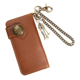 ASIAN ZACCA sh0012 Biker Wallet, Long Wallet, Wallet Chain Set, Biker Wallet, Leather Wallet, Bifold Wallet, Men's, Genuine Leather, Vintage Leather, Cowhide, Men's Long Wallet, Long Wallet, American