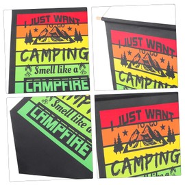Kisangel 4pcs Camping Welcome Flag Triangle Bunting Flags Outdoor Decor Party Hanging Banner Decor