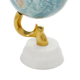 Deco 79 Aluminum Globe with Marble Base, 5" x 5" x 10", Blue