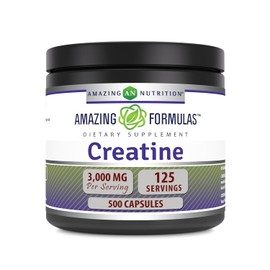 Amazing Nutrition Formulas Creatina 3000mg Por Porción Suplemento 500 Cápsulas Ogm Gluten Hecho