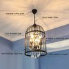 LUOLAX Industrial Vintage Lighting Fixture Black Finish Metal Birdcage Crystal