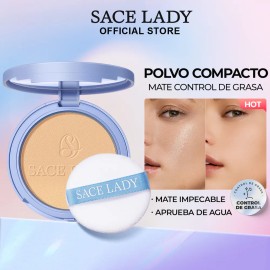 SACE LADY Base de Maquillaje Polvo Compacto Fijador Matte tono 03 beige puro 10.351mL 10g Resistente al Agua, Larga Duracin, Control de la Grasa y... 