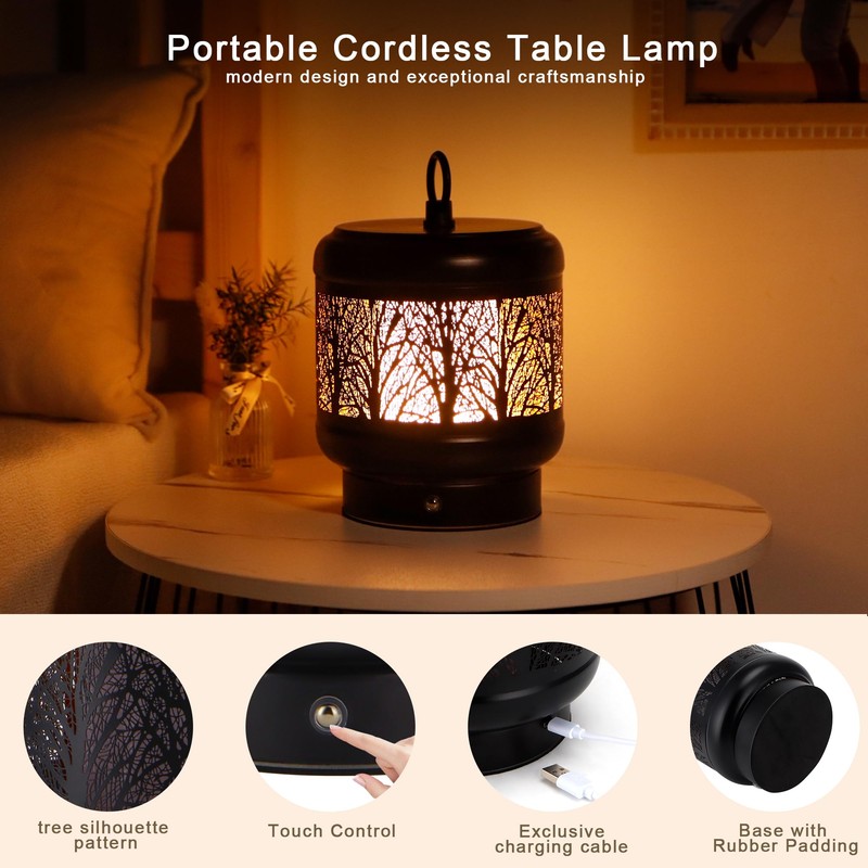 TRIROCKS Cordless Table Lamp 4000mAh Rechargeable Battery Operated Desk lamp