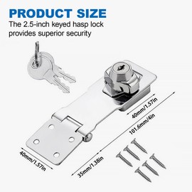 1 PCS Keyed Hasp Lock Hasp and Staple with Padlock，Door Lock Hasps，Door Lock Without Drilling，Hasp Safety Door Clasp for Cabinet Drawer Door (2.5Inch)