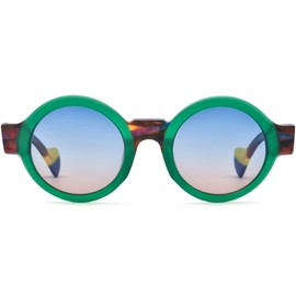 HEPIDEM Matte Acetate Vintage Retro Round Polarized Sunglasses for Women UV400 UV Protection Sun Glasses 9270T (9271T Matte Green Blue)