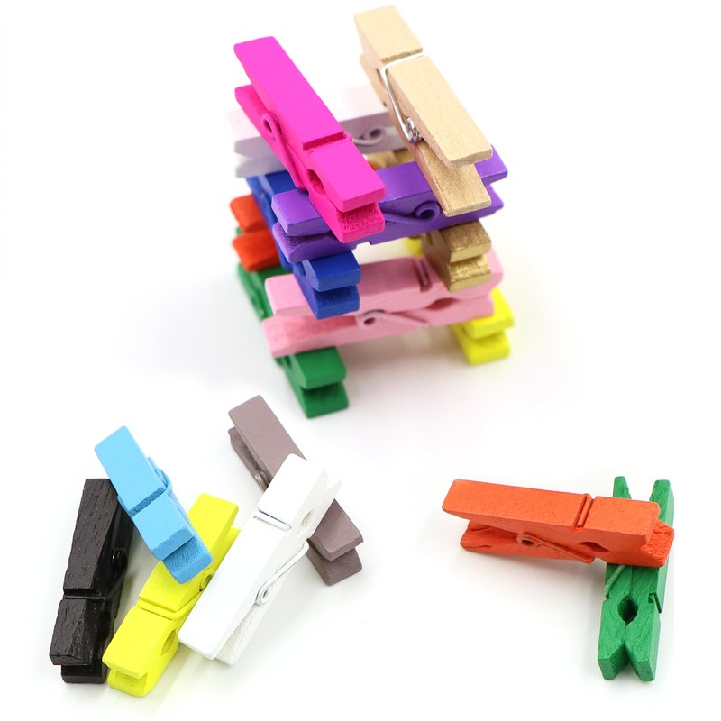 JABINCO (Pack of 128) Mini Wooden Colored clothespins,16 coloers Each