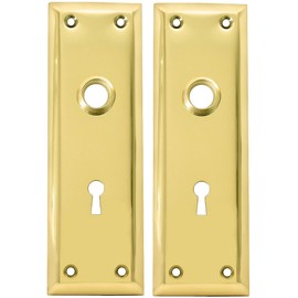 Pair of Brass Plated New York Style Back Plates with Keyhole
