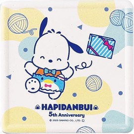 Sanrio Characters SAN171-346 Hapidanbui 5th Anniversary Water Absorption Coaster, Approx. 3.5 x 3.5 x 0.4 inches (9 x 9 x 1 cm), Pochacco Miscellaneous Goods, Tableware, Made in Japan, White
